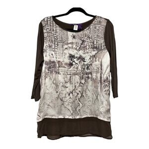 Laurèl Escada Dark Romantic Gothic Luxe 100% Silk Top Womens Size 8 Parisian Art